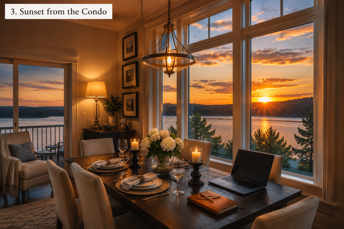 Warm evening light in a serene living room